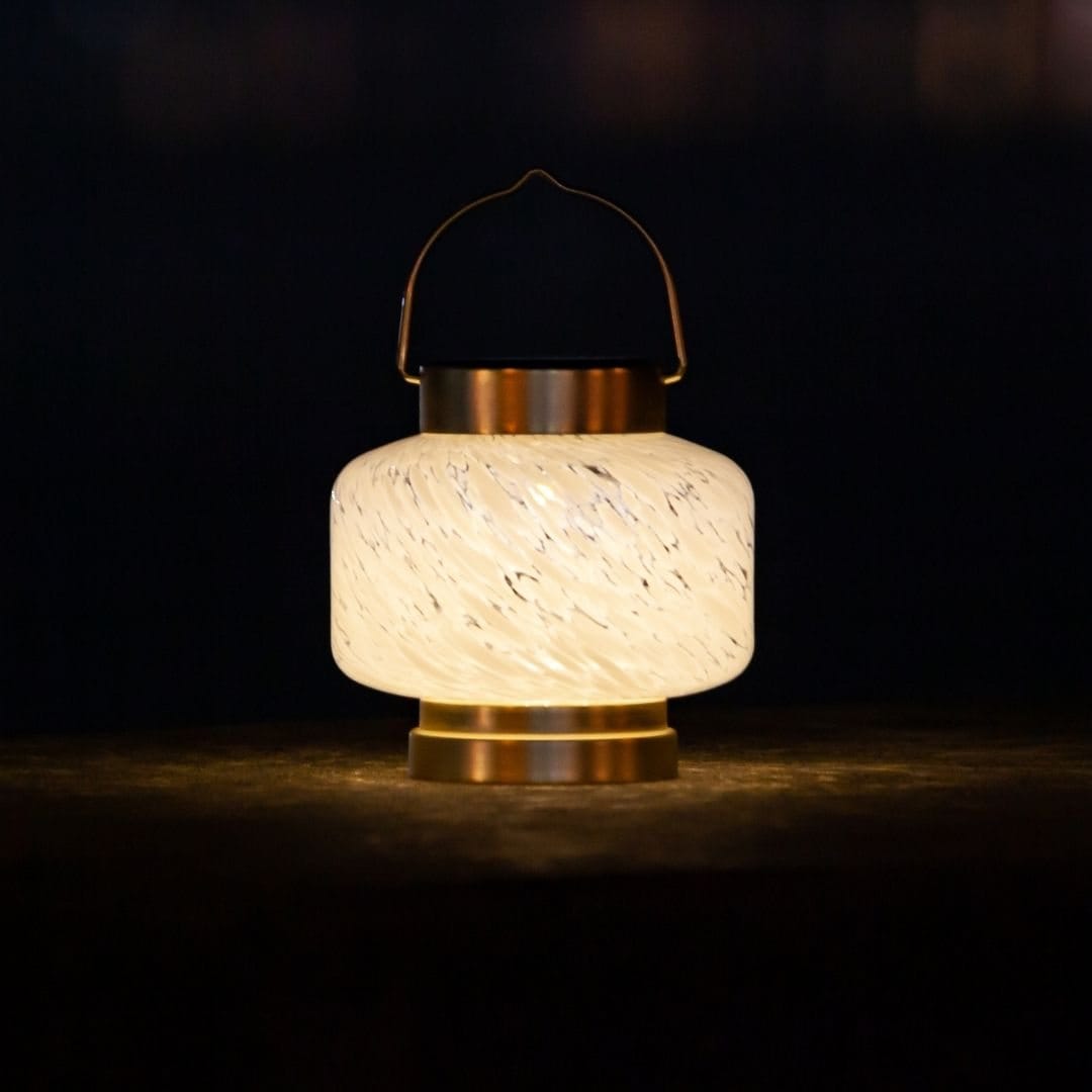 Allsop White Square Allsop Boaters Lantern Hand Blown Glass Solar Lantern ASP-32407