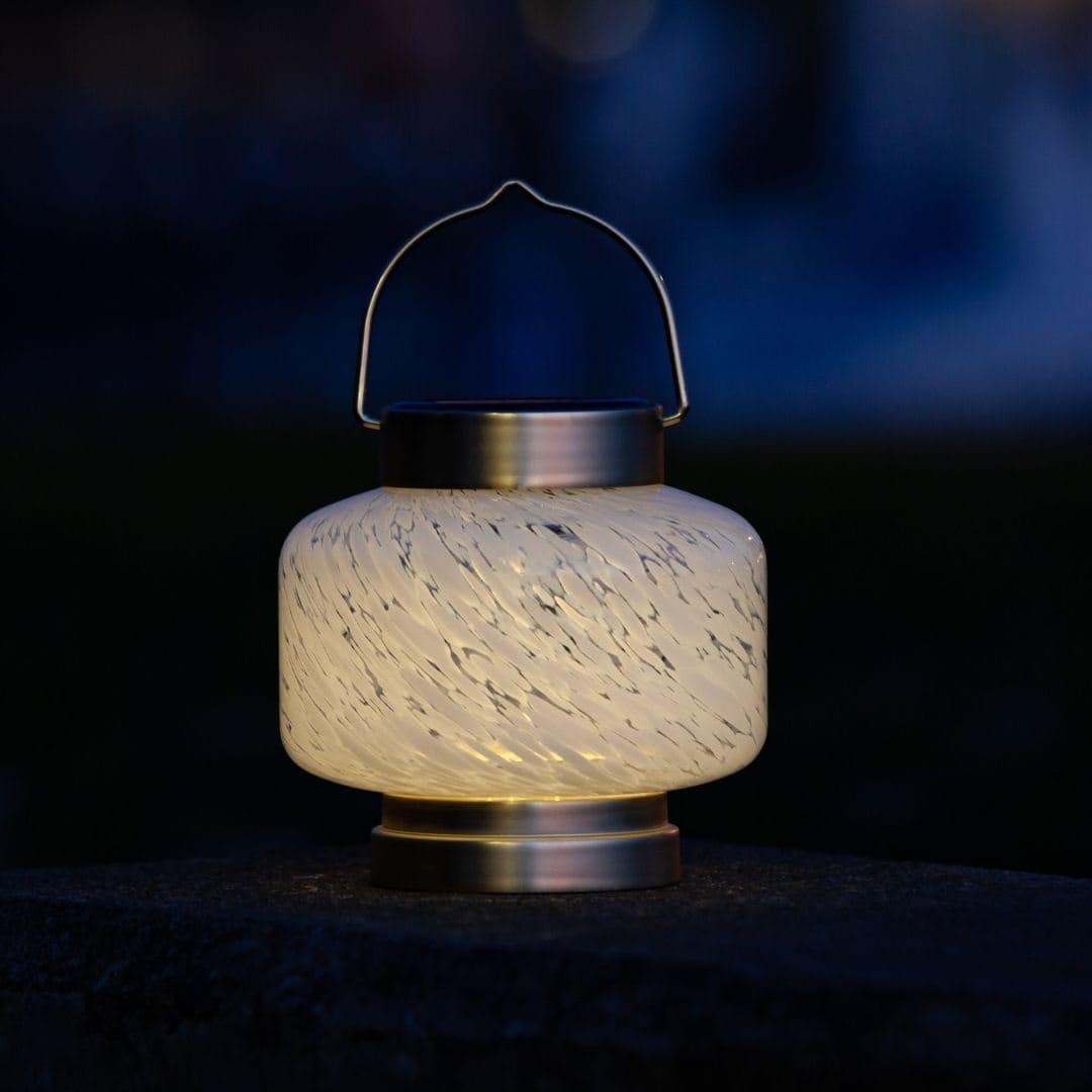 Allsop White Square Allsop Boaters Lantern Hand Blown Glass Solar Lantern ASP-32407