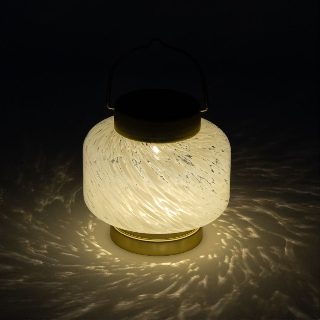 Allsop White Square Allsop Boaters Lantern Hand Blown Glass Solar Lantern ASP-32407