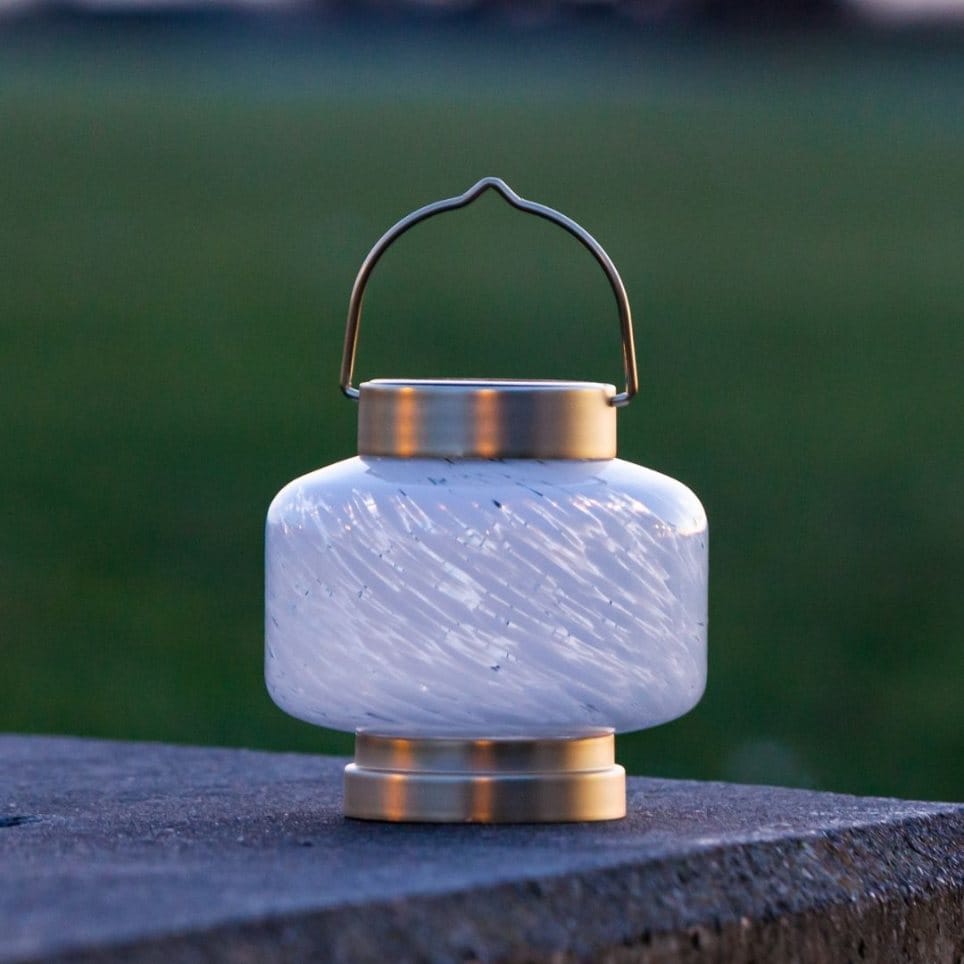 Allsop White Square Allsop Boaters Lantern Hand Blown Glass Solar Lantern ASP-32407