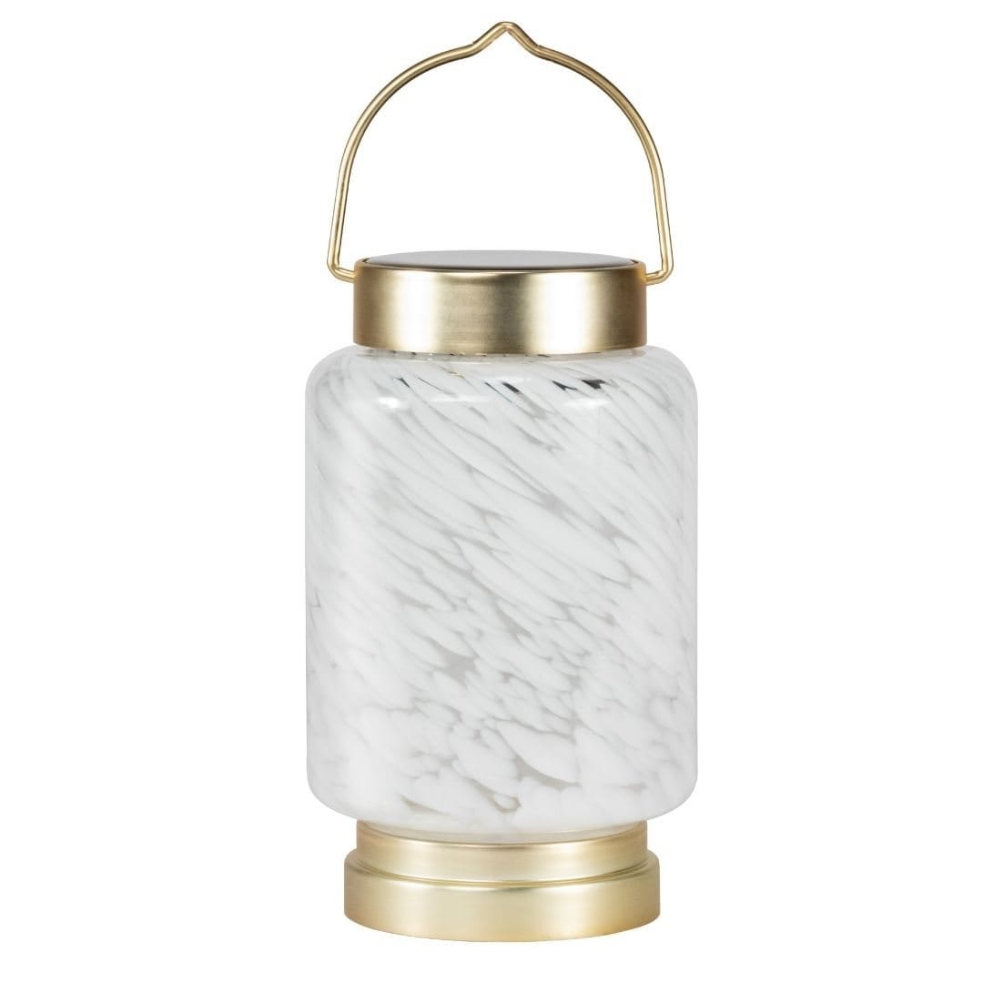 Allsop White Cylinder Allsop Boaters Lantern Hand Blown Glass Solar Lantern ASP-32408