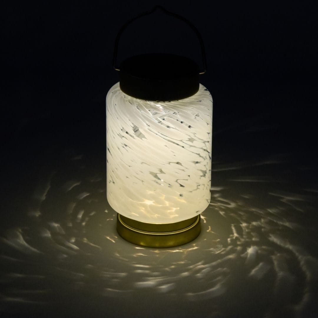 Allsop White Cylinder Allsop Boaters Lantern Hand Blown Glass Solar Lantern ASP-32408