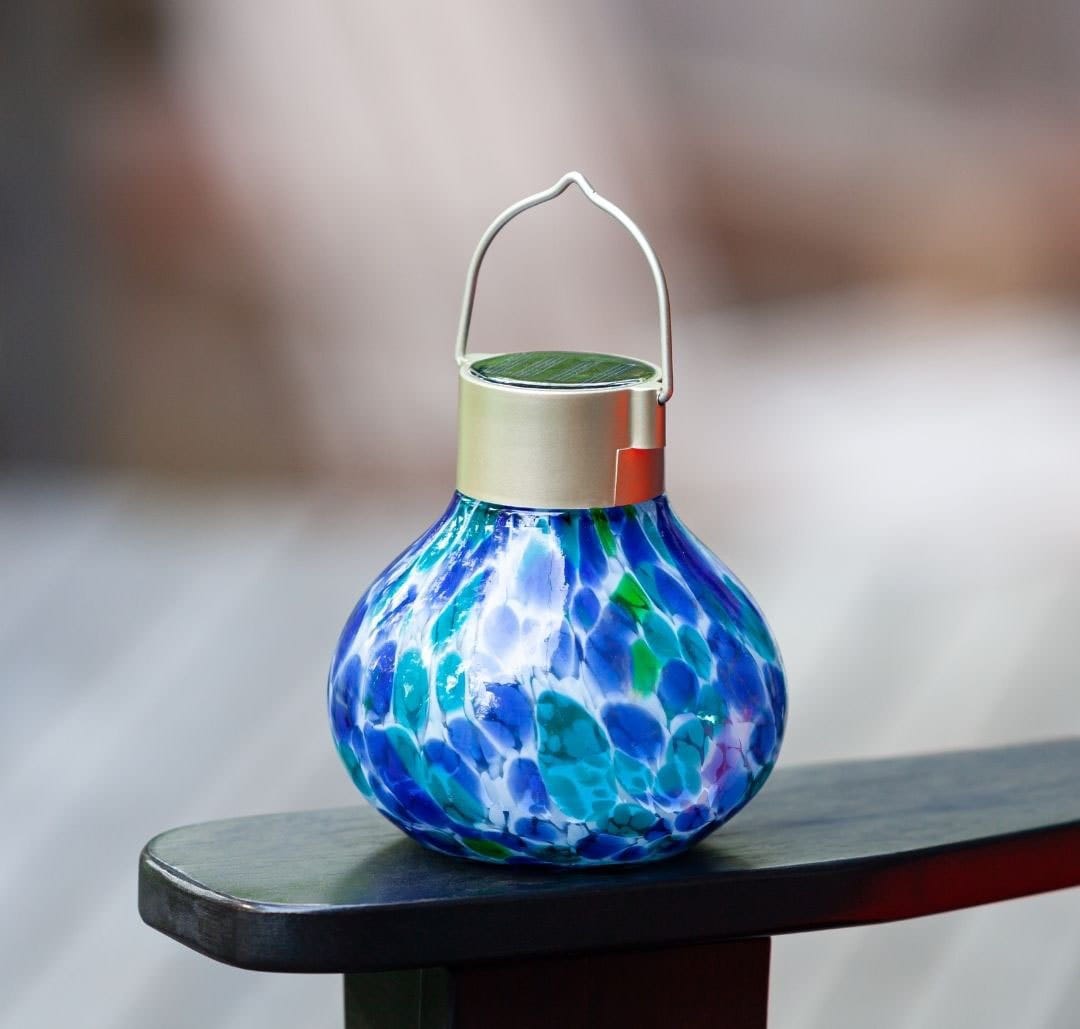 Allsop Tidal Blue Allsop Tea Lantern Hand Blown Glass Solar Lantern ASP-32462