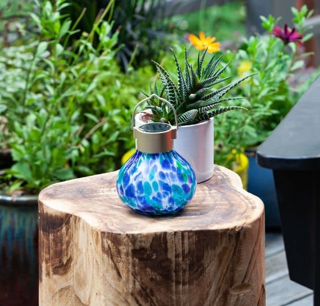 Allsop Tidal Blue Allsop Tea Lantern Hand Blown Glass Solar Lantern ASP-32462