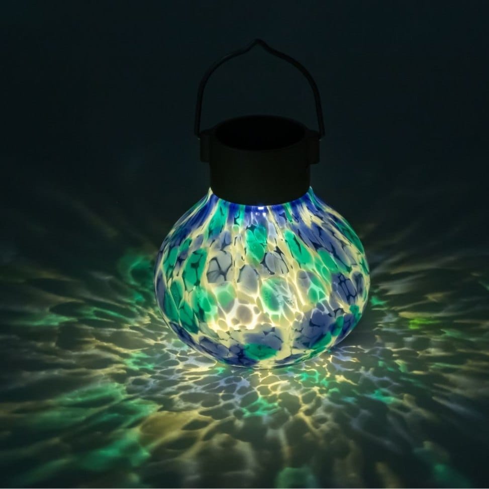 Allsop Tidal Blue Allsop Tea Lantern Hand Blown Glass Solar Lantern ASP-32462
