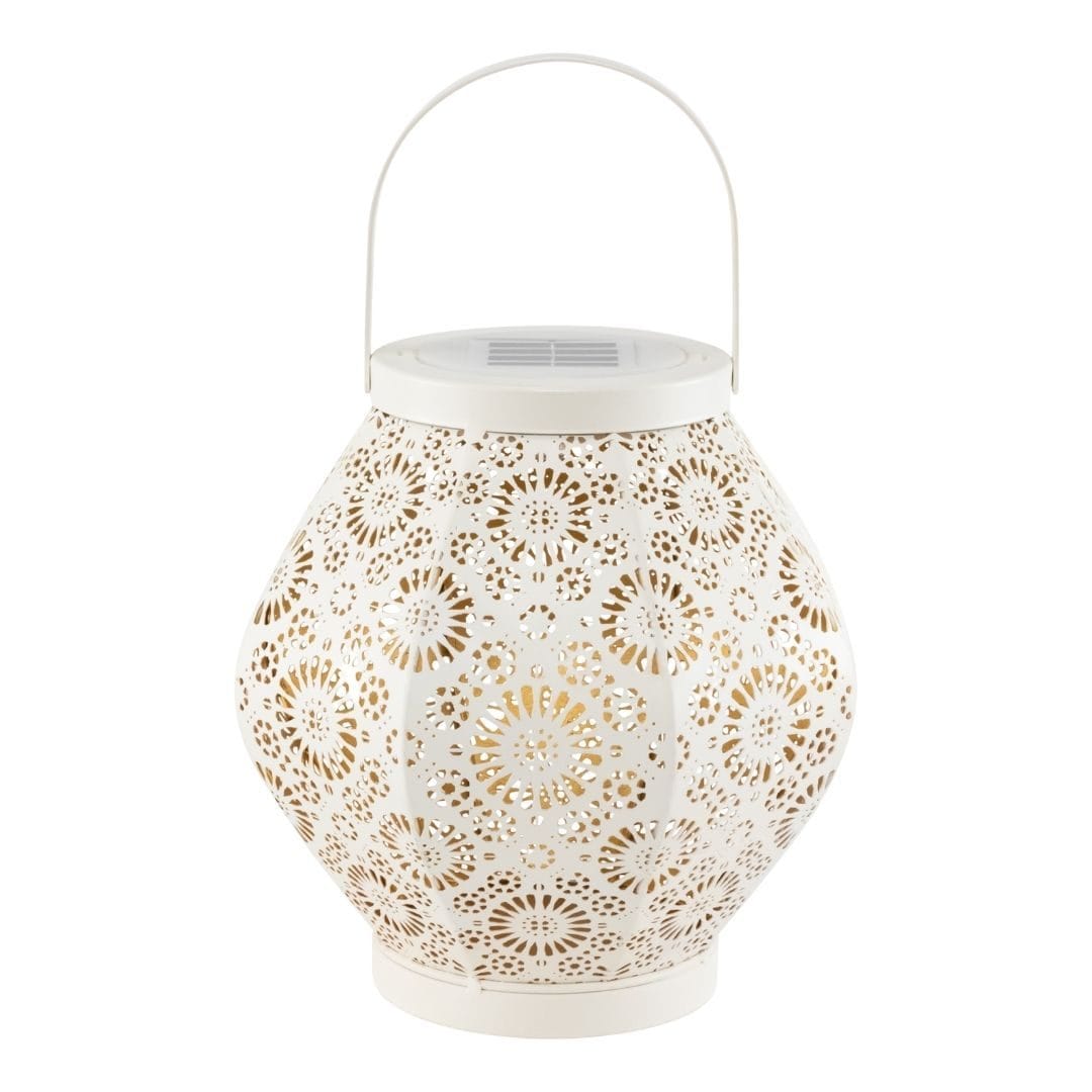 Allsop Cannoli Cream Allsop Daisy Lantern Punched Metal Solar Light ASP-32617