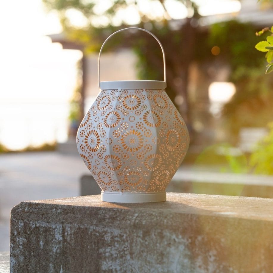 Allsop Cannoli Cream Allsop Daisy Lantern Punched Metal Solar Light ASP-32617