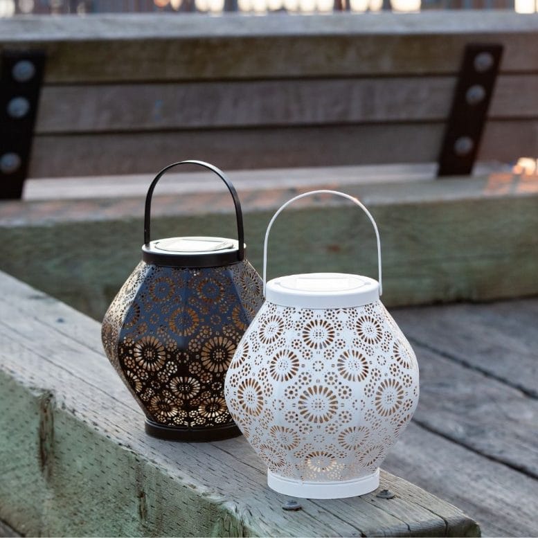 Allsop Cannoli Cream Allsop Daisy Lantern Punched Metal Solar Light ASP-32617