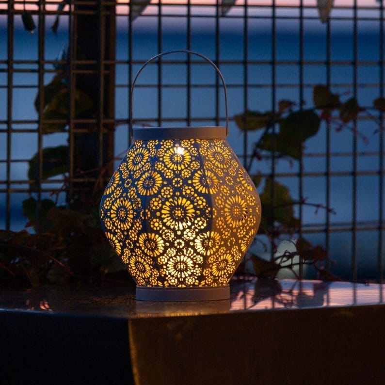 Allsop Cannoli Cream Allsop Daisy Lantern Punched Metal Solar Light ASP-32617