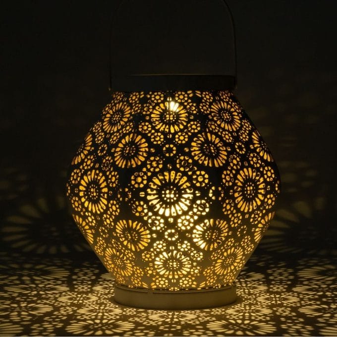 Allsop Cannoli Cream Allsop Daisy Lantern Punched Metal Solar Light ASP-32617