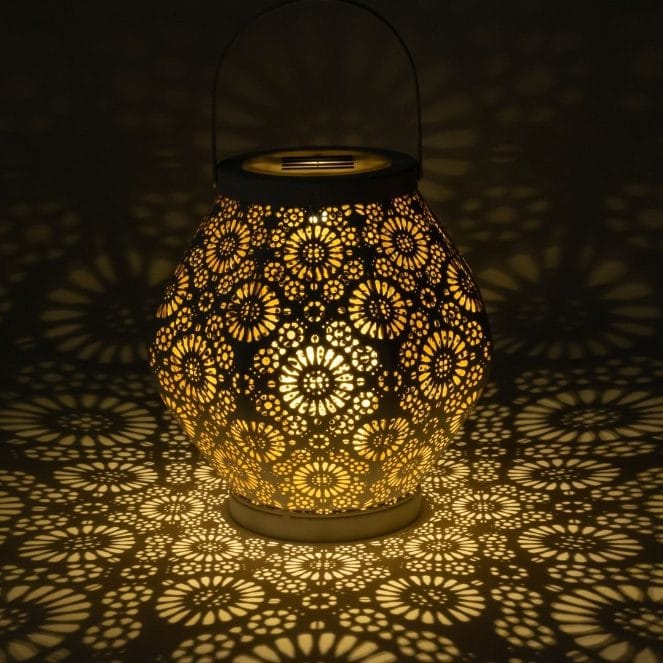 Allsop Cannoli Cream Allsop Daisy Lantern Punched Metal Solar Light ASP-32617