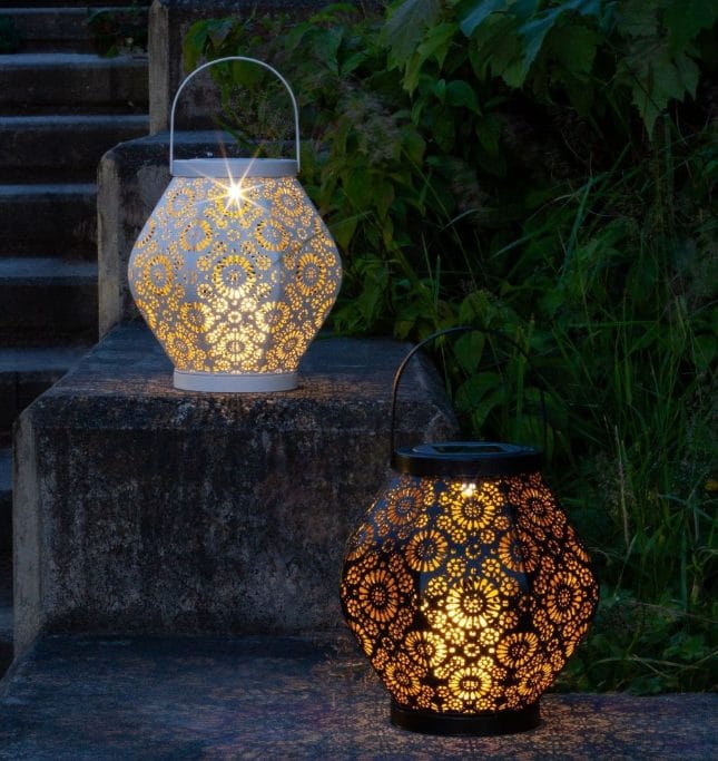 Allsop Cannoli Cream Allsop Daisy Lantern Punched Metal Solar Light ASP-32617