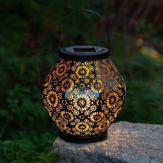 Allsop Black Allsop Daisy Lantern Punched Metal Solar Light ASP-32618