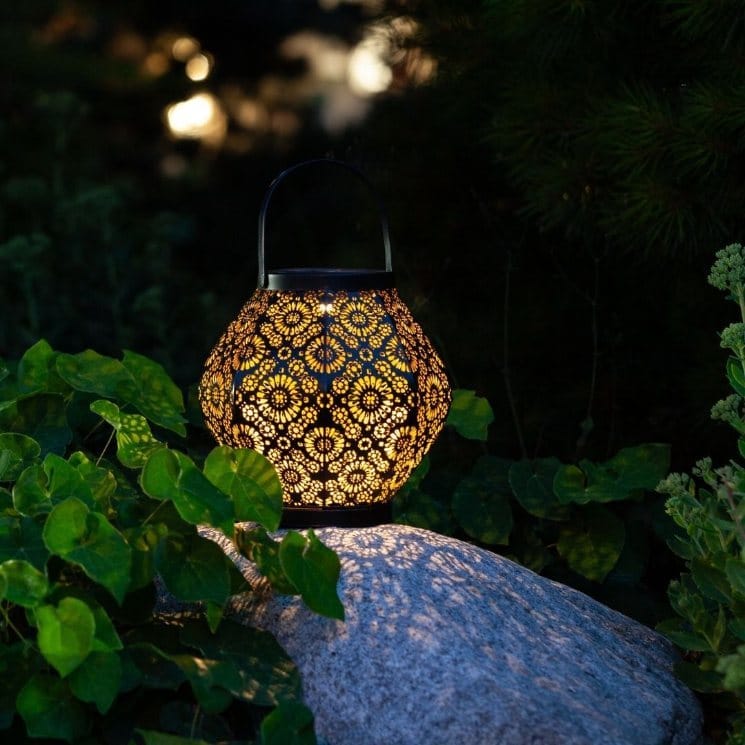 Allsop Black Allsop Daisy Lantern Punched Metal Solar Light ASP-32618