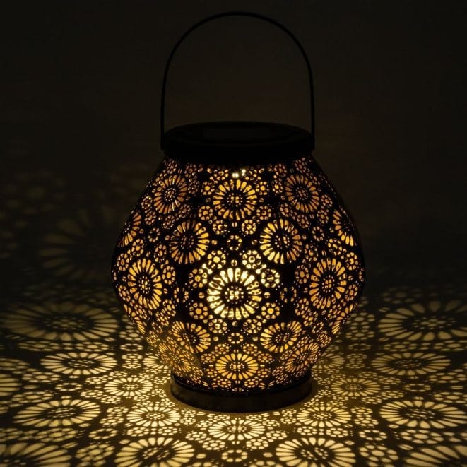 Allsop Black Allsop Daisy Lantern Punched Metal Solar Light ASP-32618