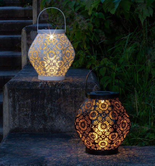 Allsop Black Allsop Daisy Lantern Punched Metal Solar Light ASP-32618