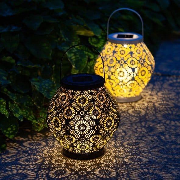 Allsop Black Allsop Daisy Lantern Punched Metal Solar Light ASP-32618