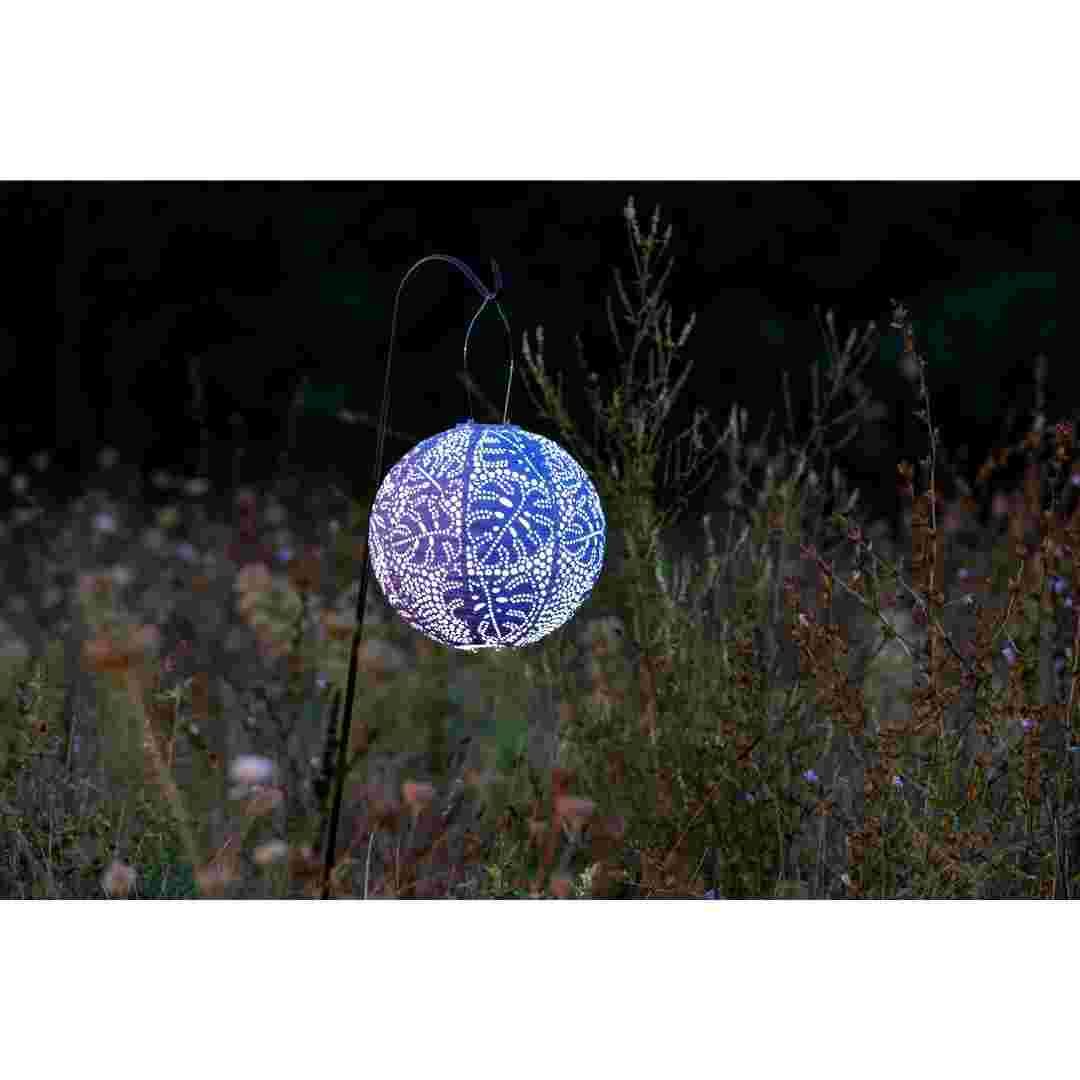 Allsop Cornflower Blue Allsop Monstera 12" Globe Soji Stella Solar Lantern ASP-32812