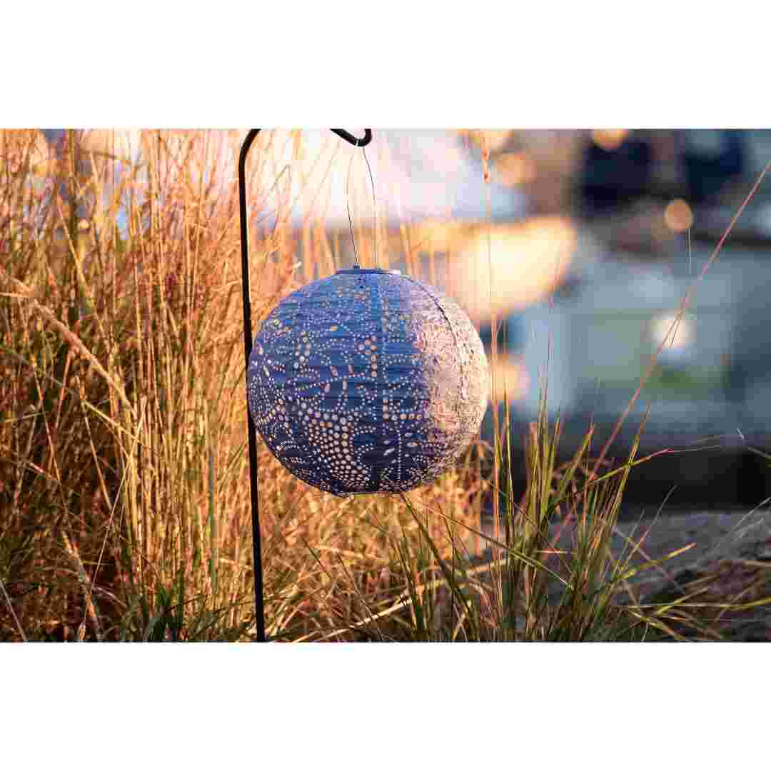 Allsop Cornflower Blue Allsop Monstera 12" Globe Soji Stella Solar Lantern ASP-32812