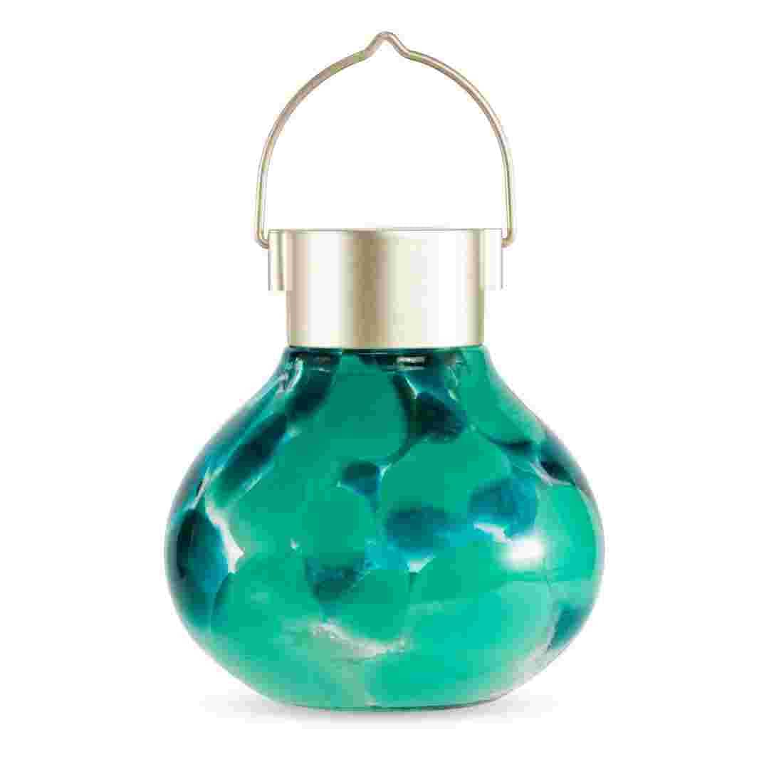 Allsop Teal Allsop Tea Lantern Hand Blown Glass Solar Lantern ASP-32859