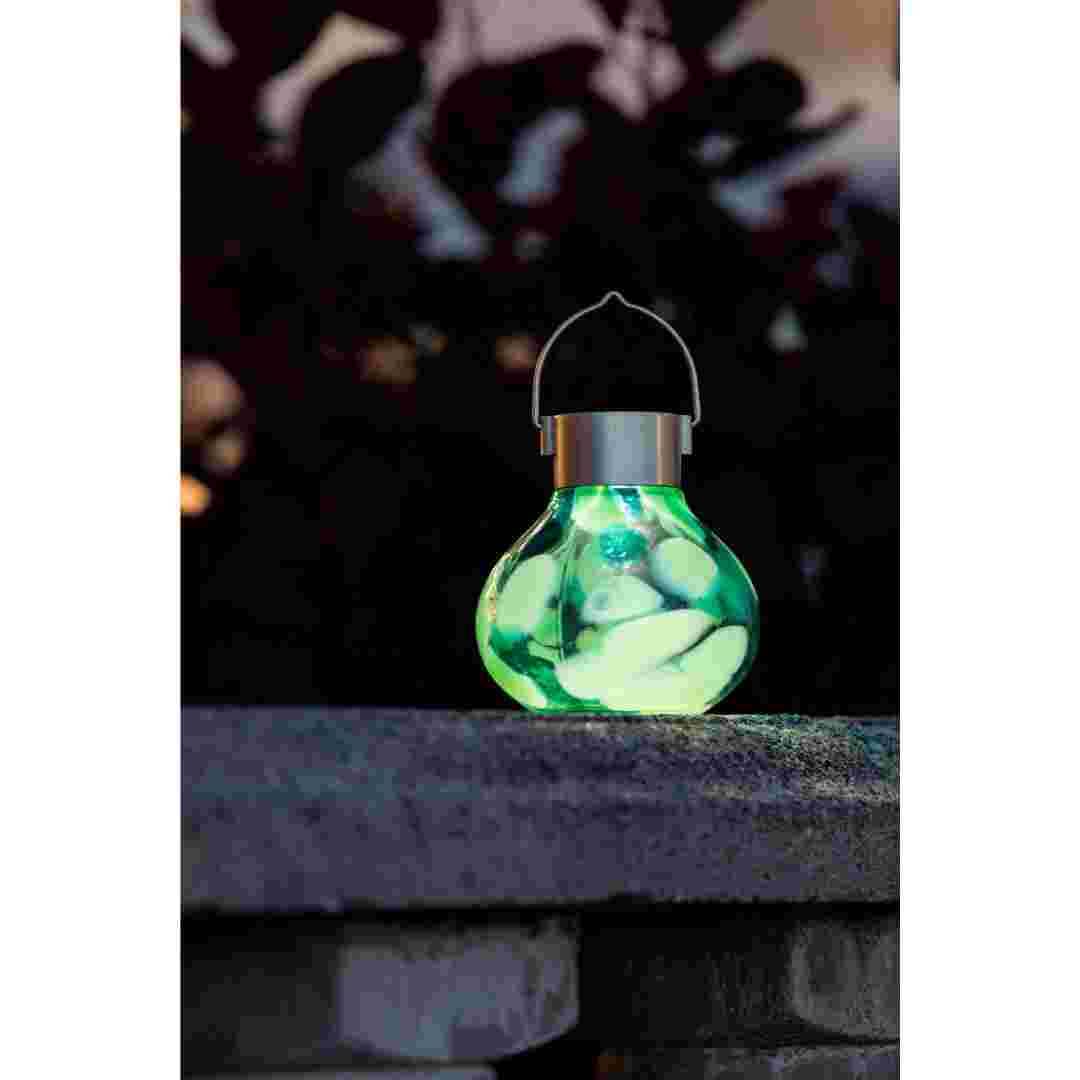 Allsop Teal Allsop Tea Lantern Hand Blown Glass Solar Lantern ASP-32859