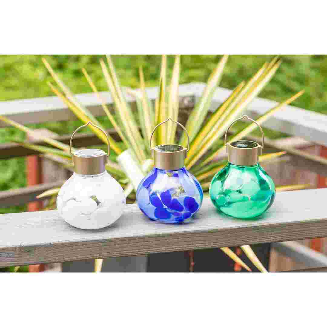 Allsop Teal Allsop Tea Lantern Hand Blown Glass Solar Lantern ASP-32859