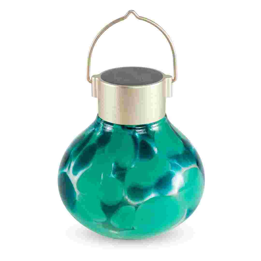 Allsop Teal Allsop Tea Lantern Hand Blown Glass Solar Lantern ASP-32859