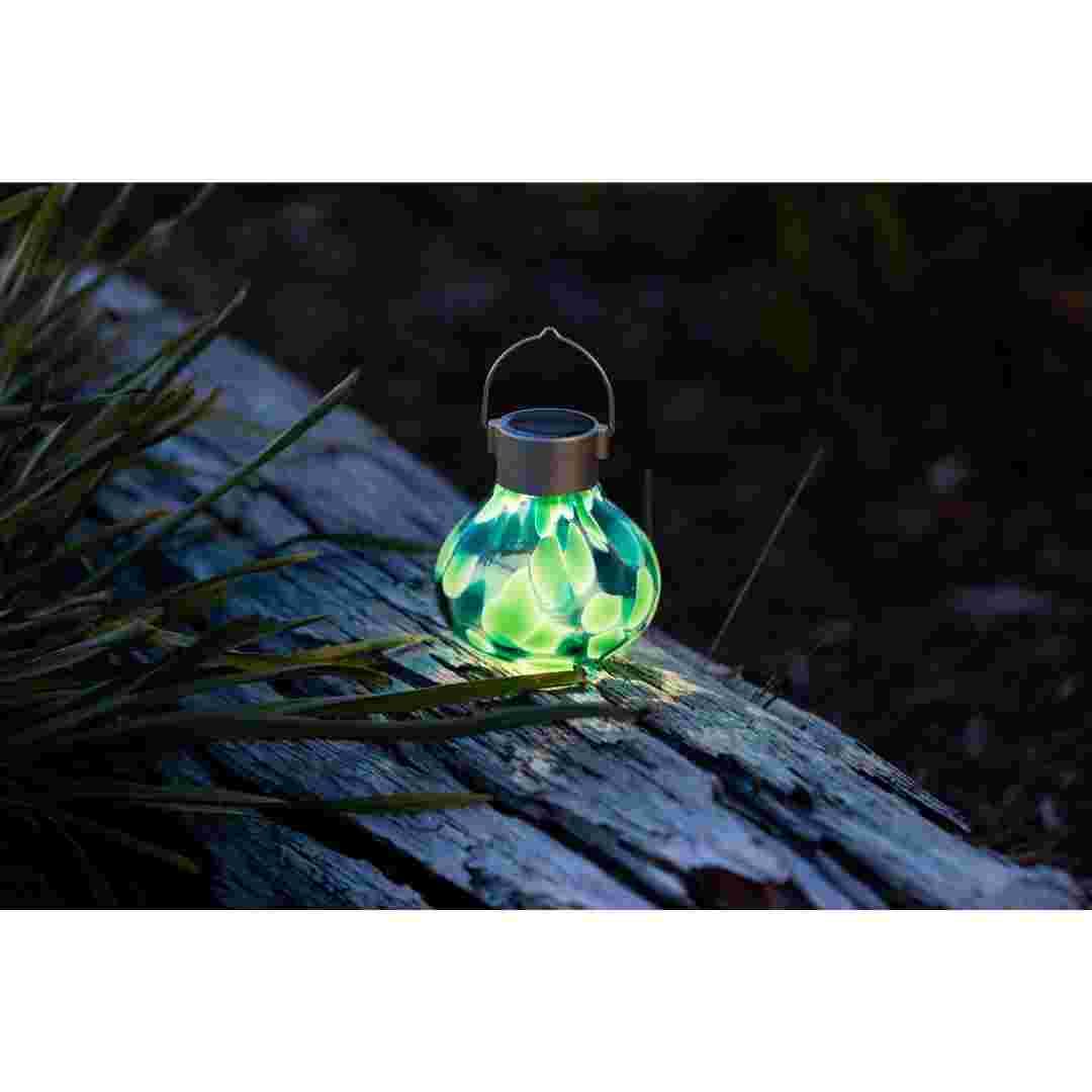 Allsop Teal Allsop Tea Lantern Hand Blown Glass Solar Lantern ASP-32859