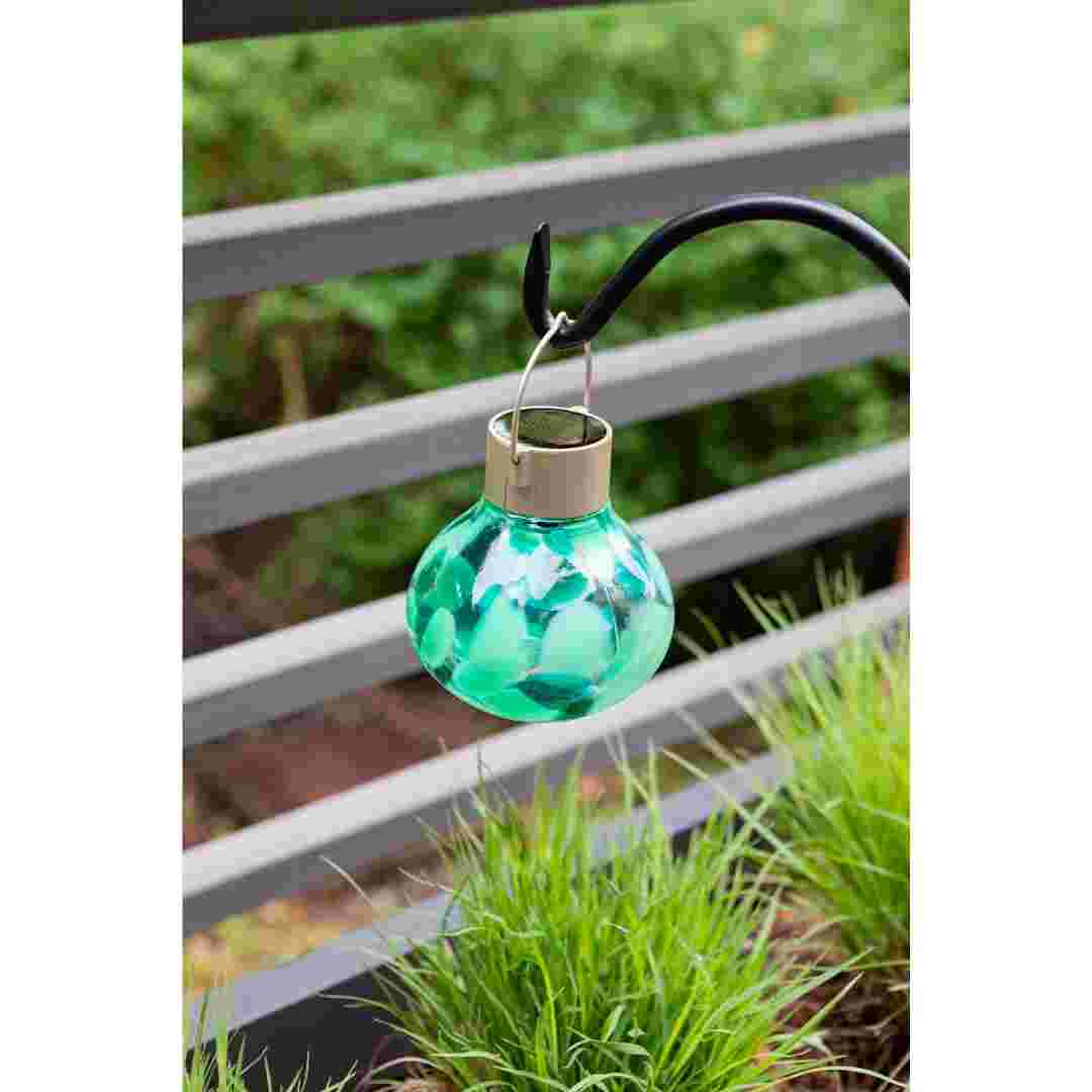 Allsop Teal Allsop Tea Lantern Hand Blown Glass Solar Lantern ASP-32859