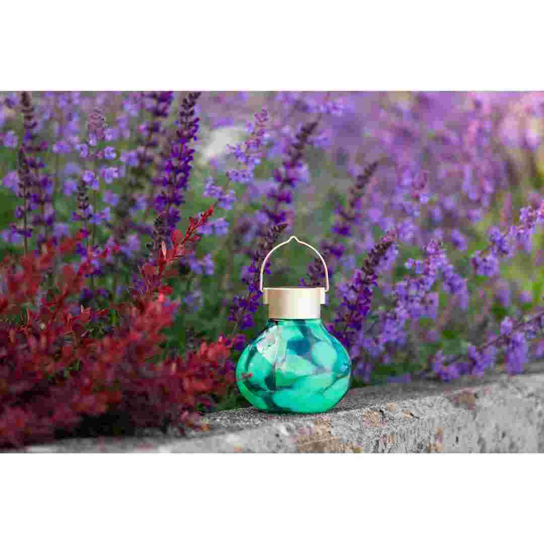 Allsop Teal Allsop Tea Lantern Hand Blown Glass Solar Lantern ASP-32859