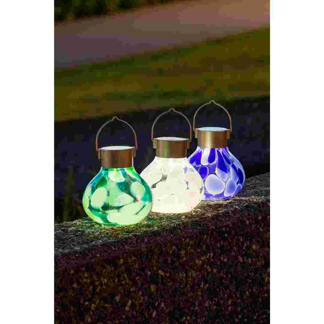 Allsop Periwinkle Allsop Tea Lantern Hand Blown Glass Solar Lantern ASP-32860