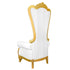 Chivari Throne Chair Wood Gold Frame White Vinyl Cushions CTWGW-ZG-T