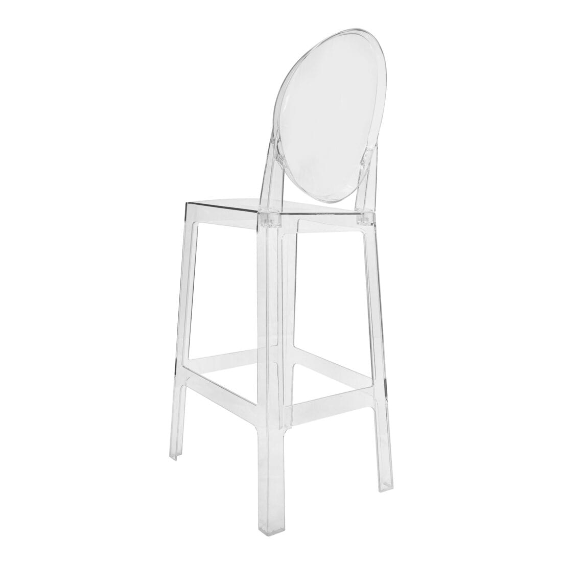 Chivari Clear Resin Oval Back Ghost Barstool BGRO-ZG-T