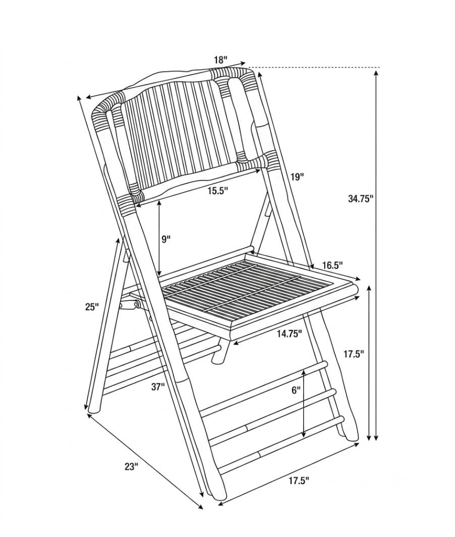 Chivari Synthetic Bamboo Folding Chair with Steel Skeleton™ Frame and Carry Bag CFBAM2-ST-AX