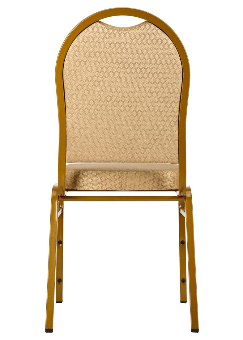 Chivari Beige Patterned Fabric Gold Steel Frame Dome Back Banquet Chair CQDFBE-ZF-T