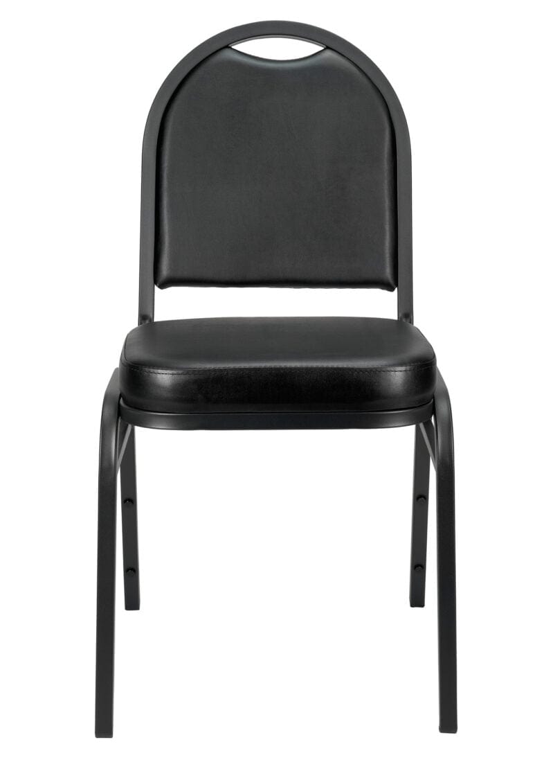 Black Vinyl Black Steel Frame Dome Back Banquet Chair