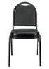 Chivari Black Vinyl Black Steel Frame Dome Back Banquet Chair CQDVBB-ZF-T