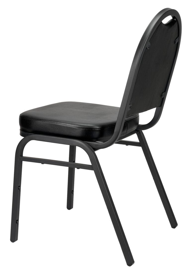 Chivari Black Vinyl Black Steel Frame Dome Back Banquet Chair CQDVBB-ZF-T