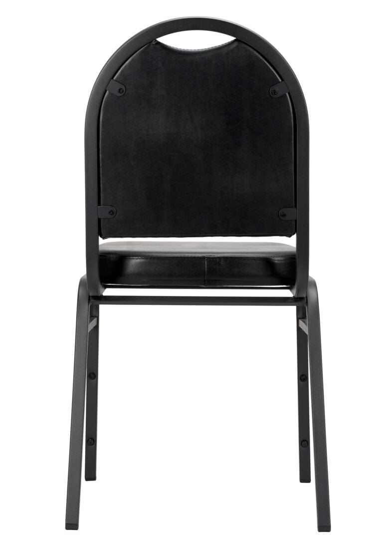 Chivari Black Vinyl Black Steel Frame Dome Back Banquet Chair CQDVBB-ZF-T