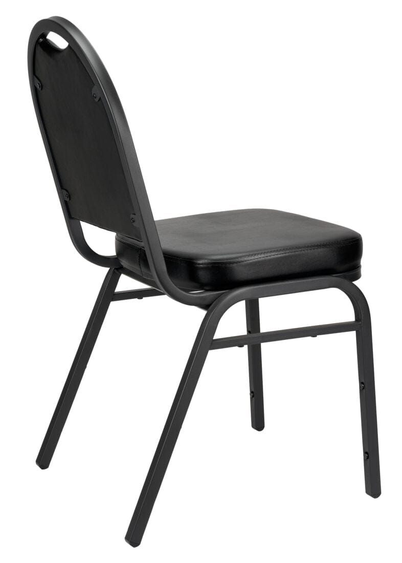 Chivari Black Vinyl Black Steel Frame Dome Back Banquet Chair CQDVBB-ZF-T