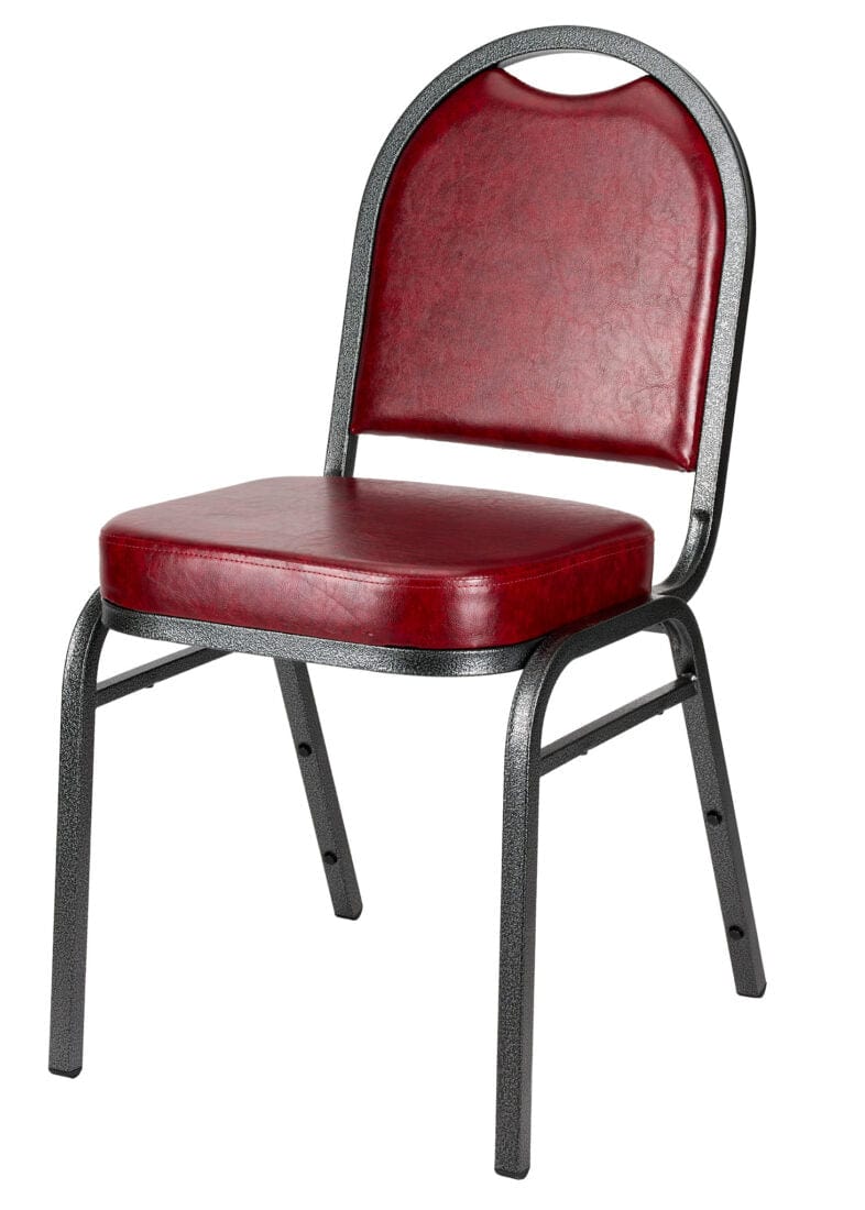 Chivari Burgundy Vinyl Silver Steel Frame Dome Back Banquet Chair CQDVBU-ZF-T