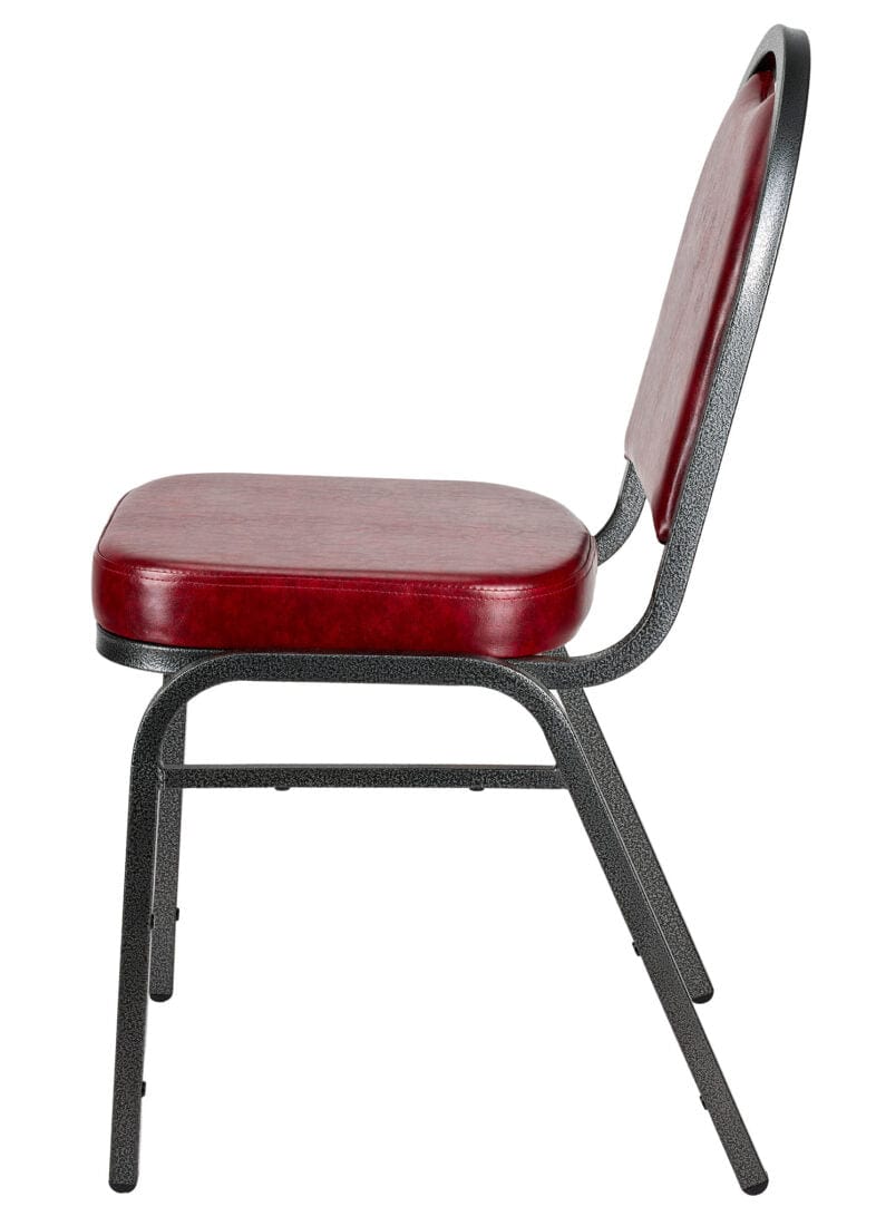 Chivari Burgundy Vinyl Silver Steel Frame Dome Back Banquet Chair CQDVBU-ZF-T