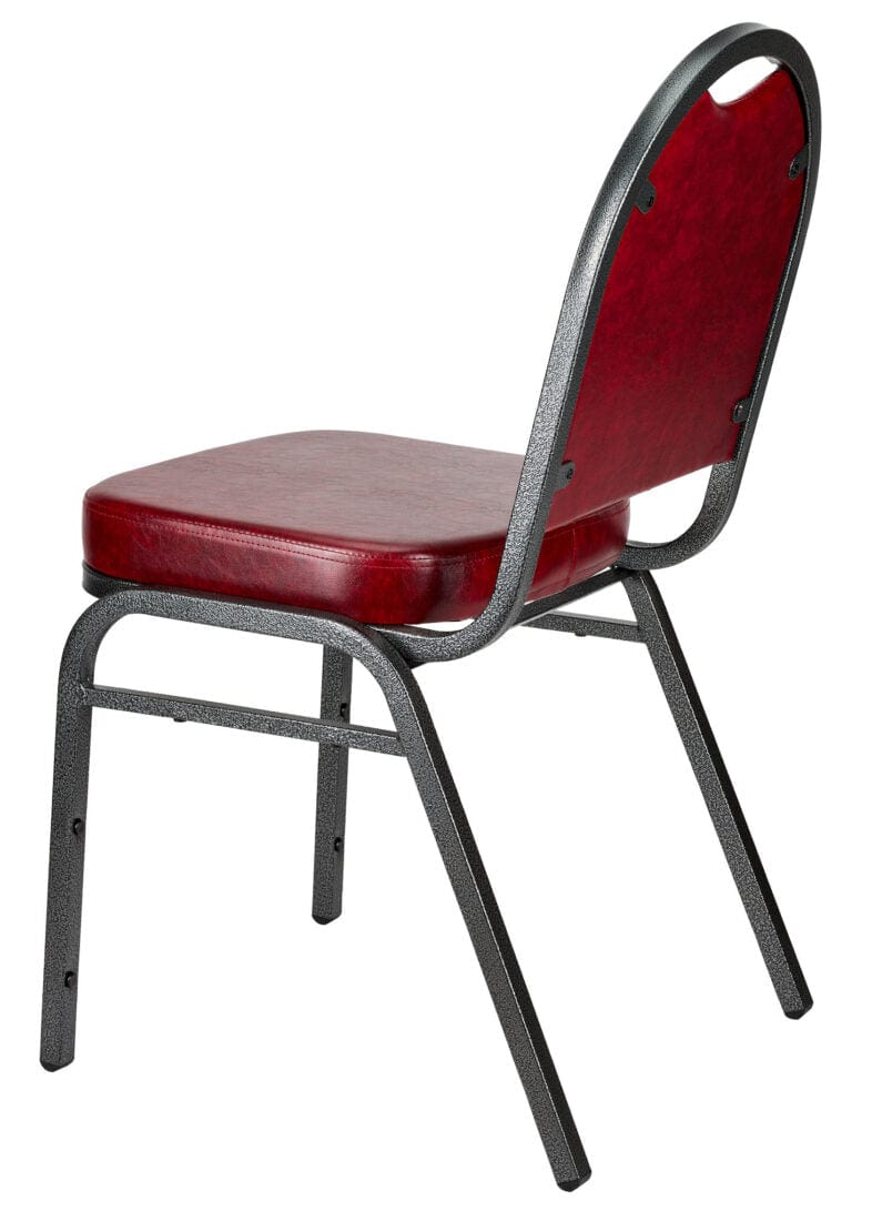 Chivari Burgundy Vinyl Silver Steel Frame Dome Back Banquet Chair CQDVBU-ZF-T