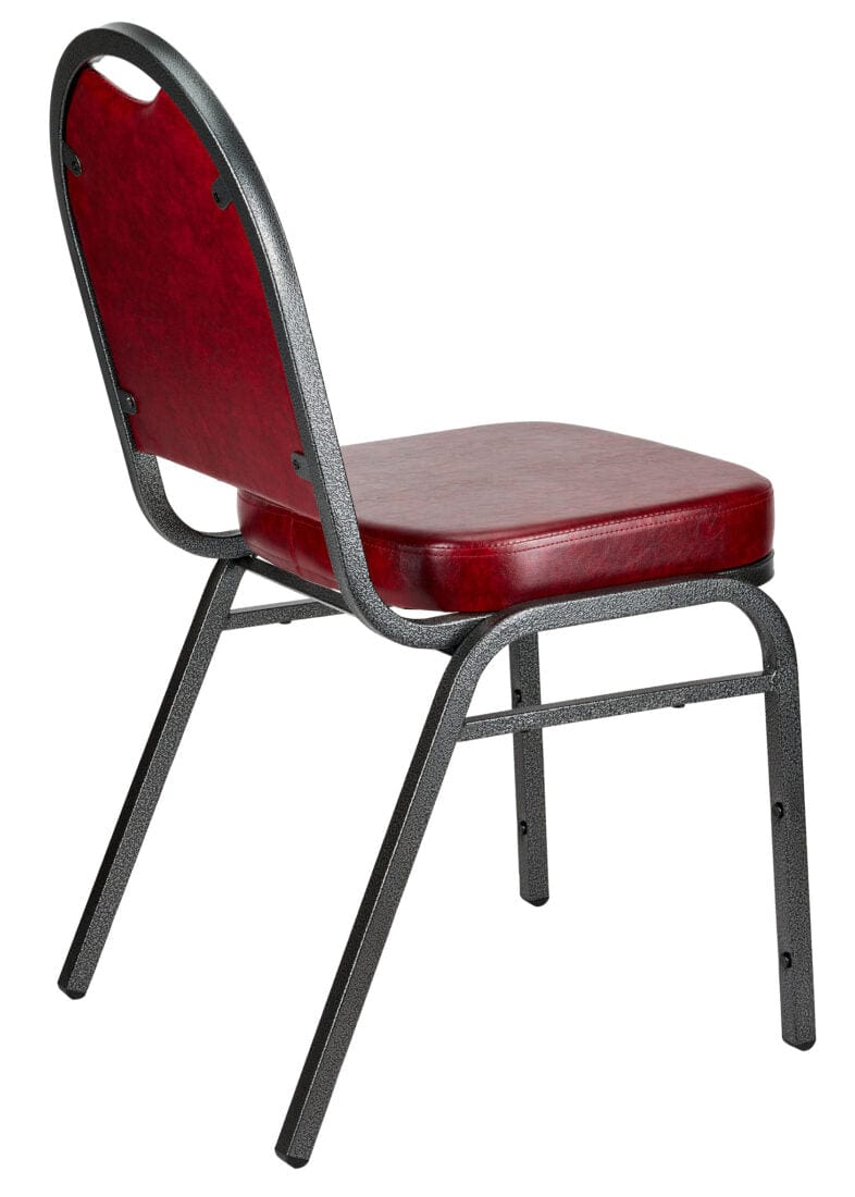 Chivari Burgundy Vinyl Silver Steel Frame Dome Back Banquet Chair CQDVBU-ZF-T