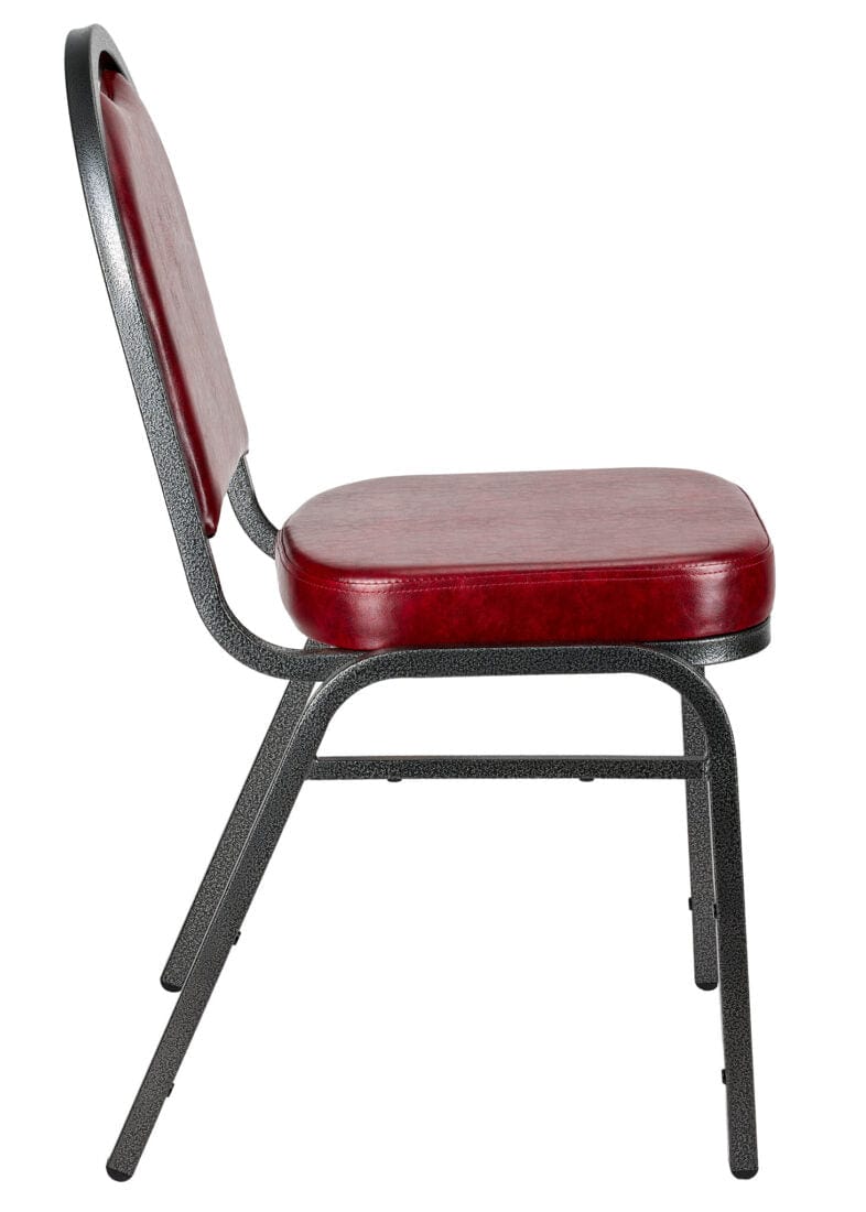 Chivari Burgundy Vinyl Silver Steel Frame Dome Back Banquet Chair CQDVBU-ZF-T