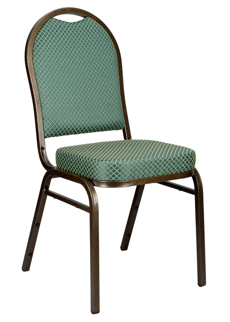 Chivari Green Patterned Fabric Gold Steel Frame Dome Back Banquet Chair CQDFGR-ZF-T