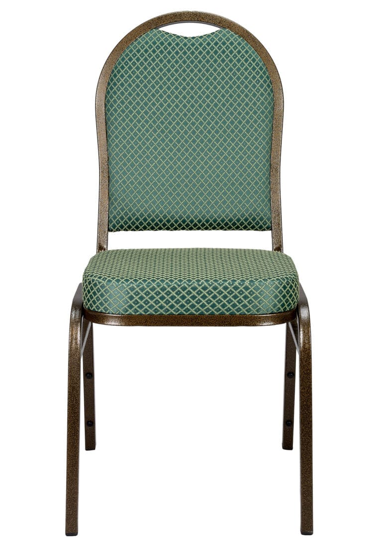 Chivari Green Patterned Fabric Gold Steel Frame Dome Back Banquet Chair CQDFGR-ZF-T