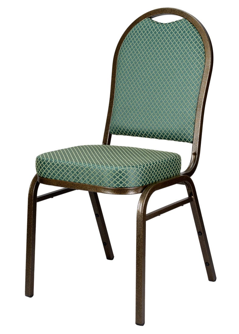 Chivari Green Patterned Fabric Gold Steel Frame Dome Back Banquet Chair CQDFGR-ZF-T