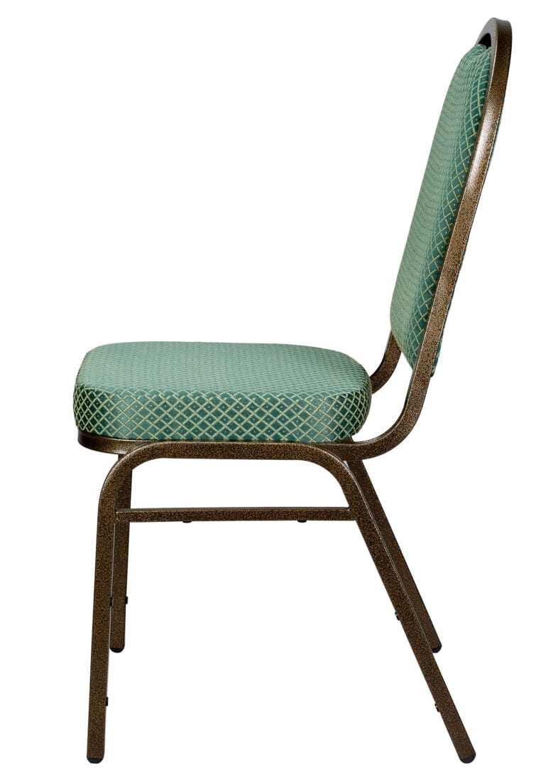 Chivari Green Patterned Fabric Gold Steel Frame Dome Back Banquet Chair CQDFGR-ZF-T
