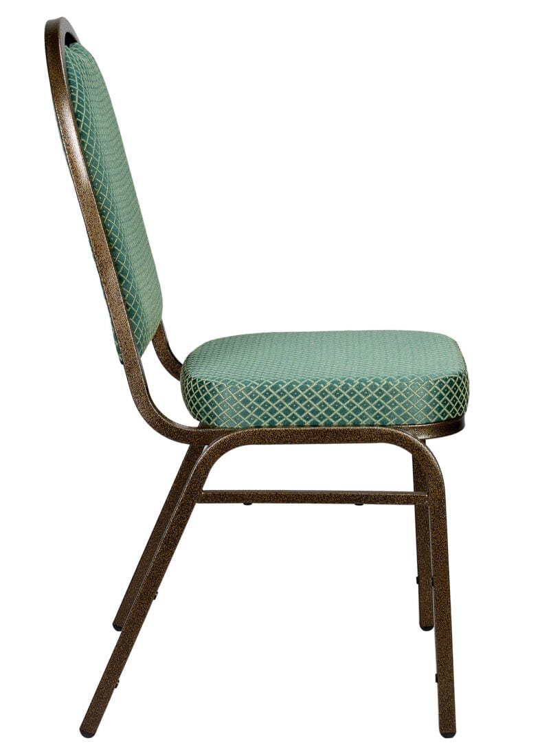 Chivari Green Patterned Fabric Gold Steel Frame Dome Back Banquet Chair CQDFGR-ZF-T